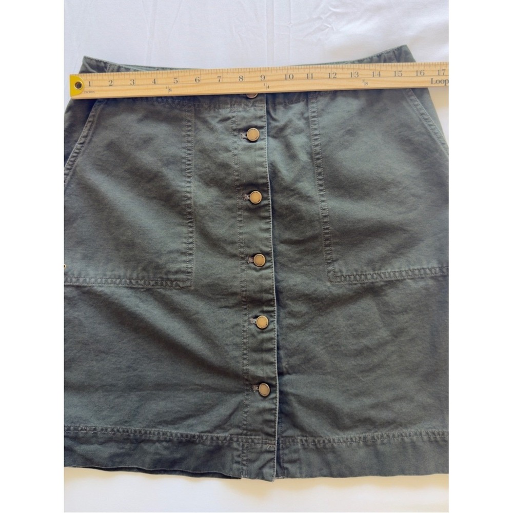 Lauren Ralph Lauren Women's Olive Green Button Front Cotton Mini Skirt Size 10 - Picture 10 of 11